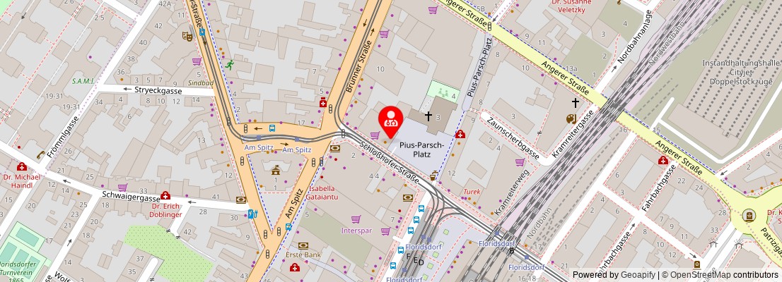 Street map section around the address
