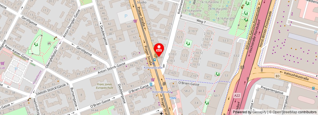 Street map section around the address