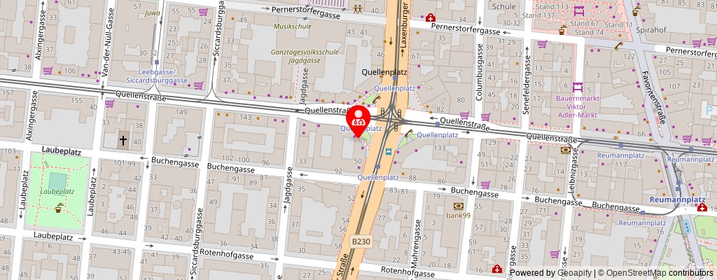 Street map section around the address
