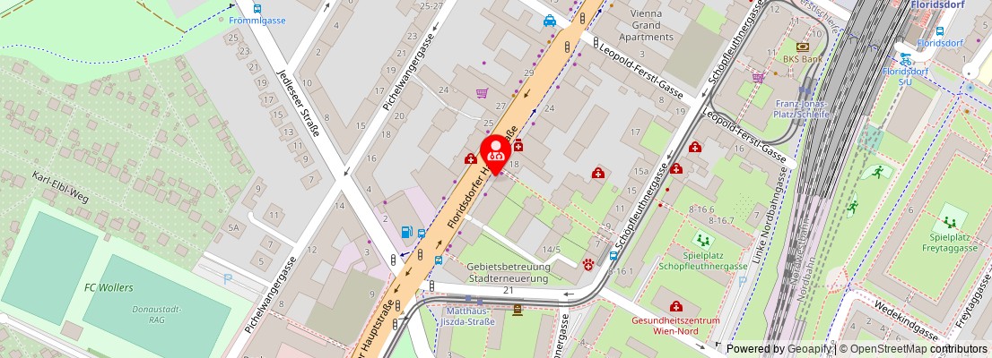 Street map section around the address