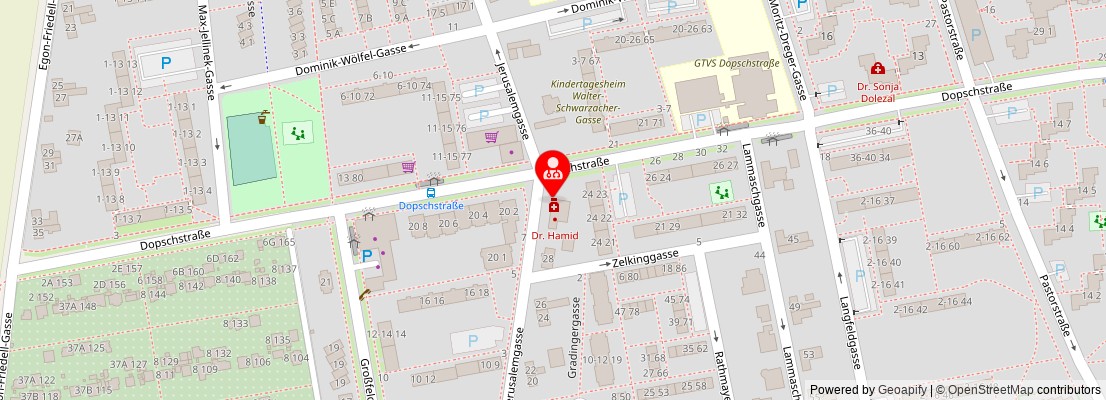 Street map section around the address