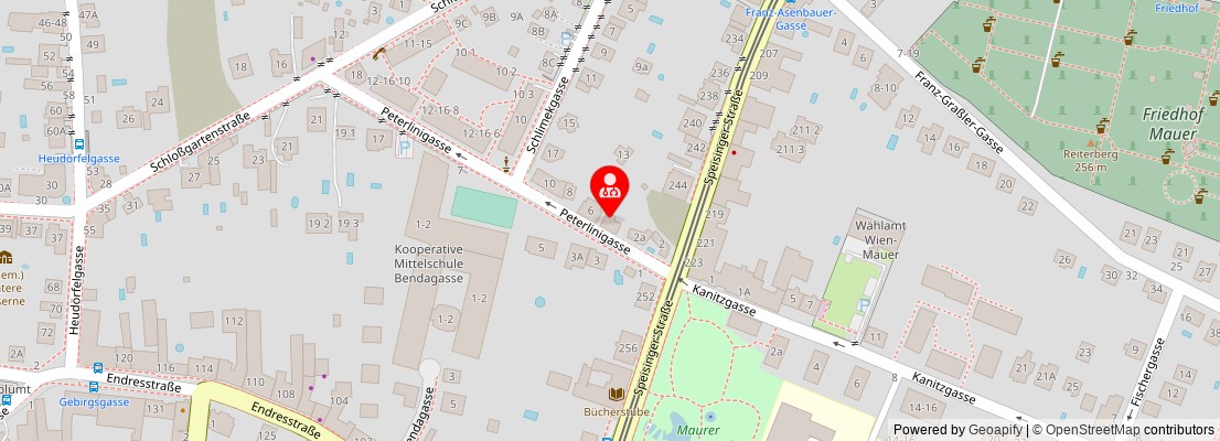 Street map section around the address