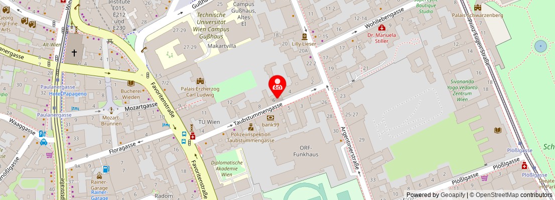 Street map section around the address