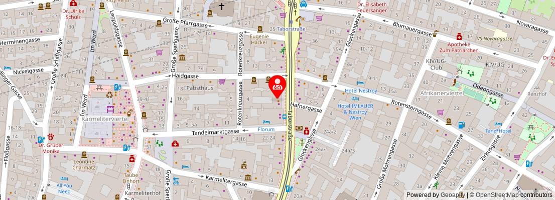 Street map section around the address