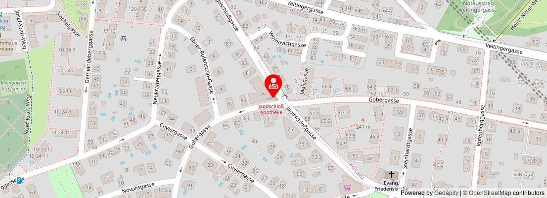 Street map section around the address