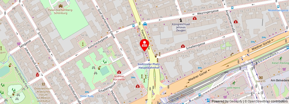Street map section around the address