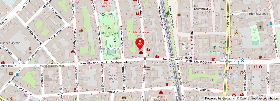 Street map section around the address