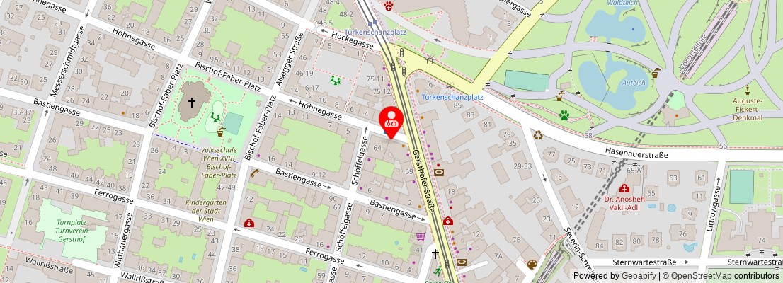 Street map section around the address