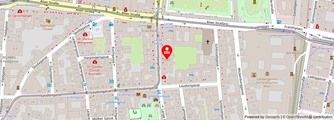 Street map section around the address