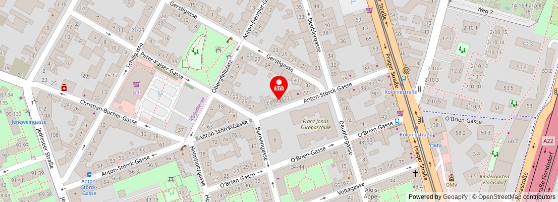 Street map section around the address