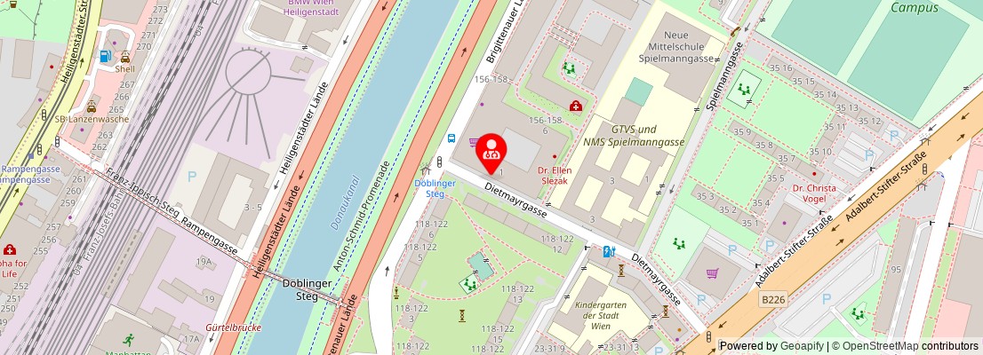 Street map section around the address