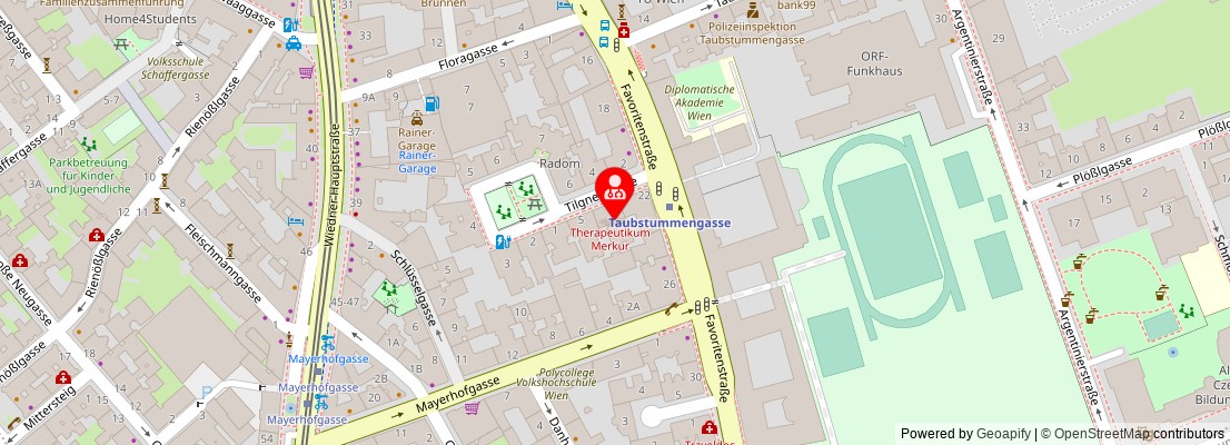 Street map section around the address