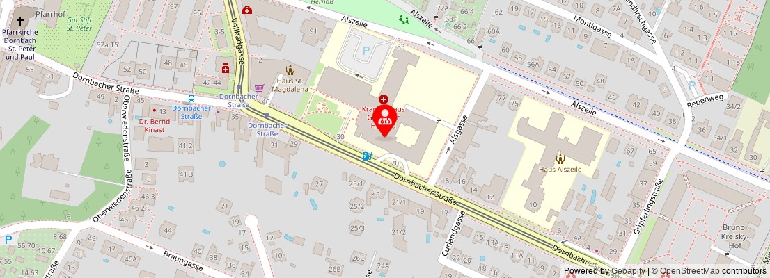 Street map section around the address