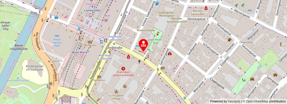 Street map section around the address