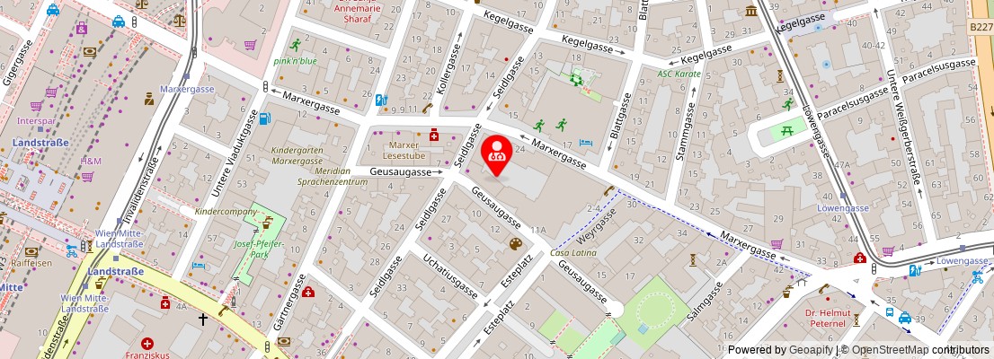 Street map section around the address