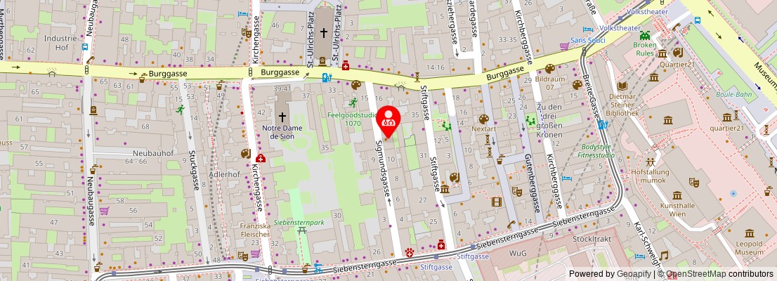 Street map section around the address