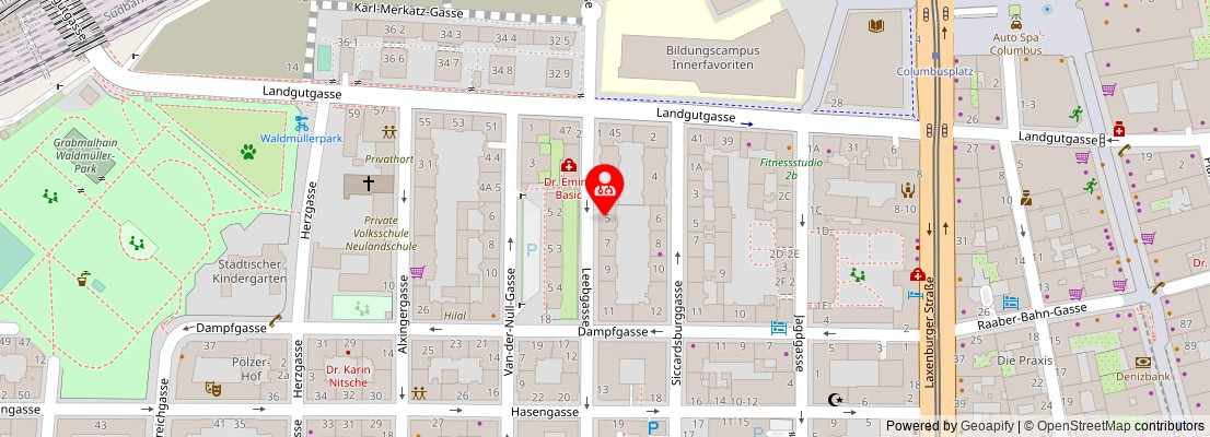 Street map section around the address