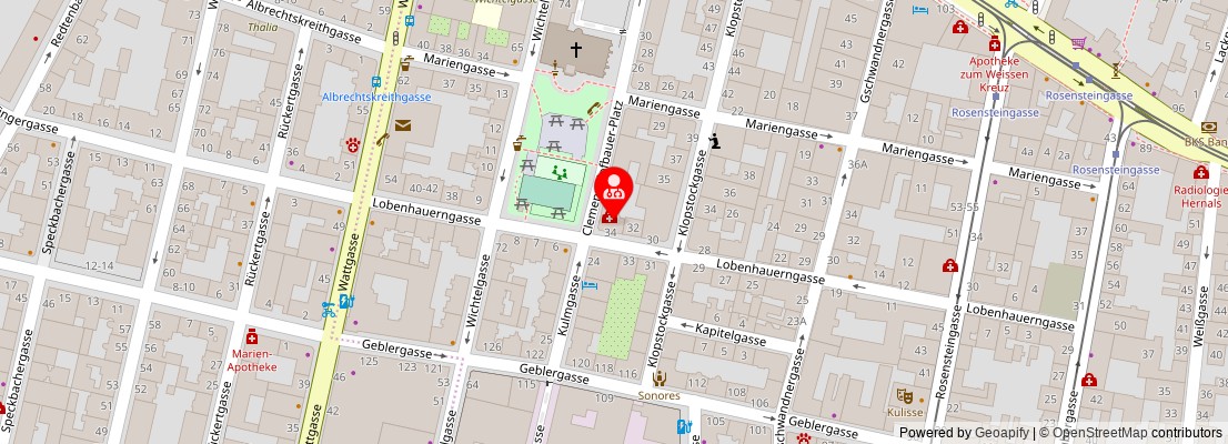 Street map section around the address