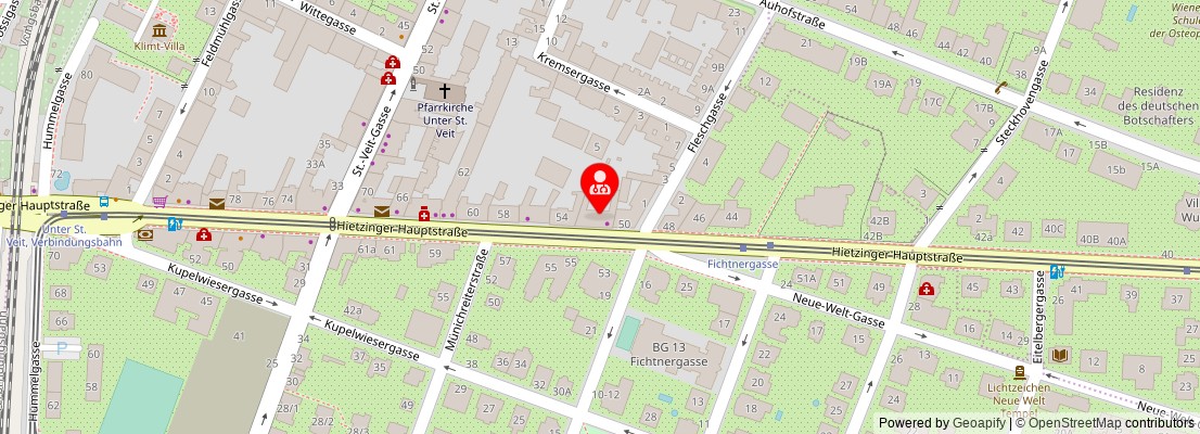 Street map section around the address