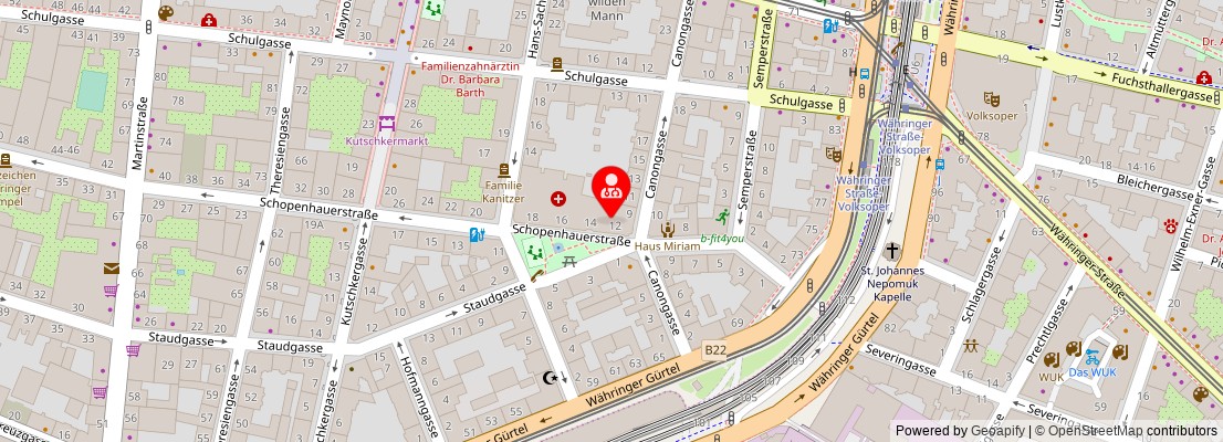 Street map section around the address