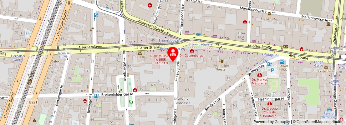 Street map section around the address