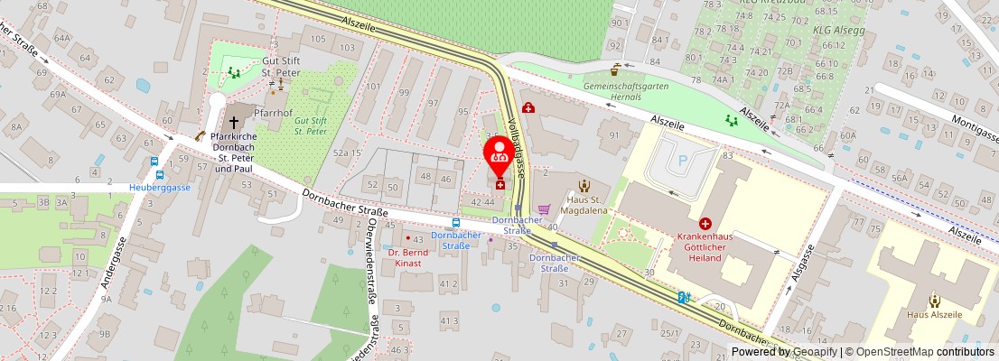 Street map section around the address