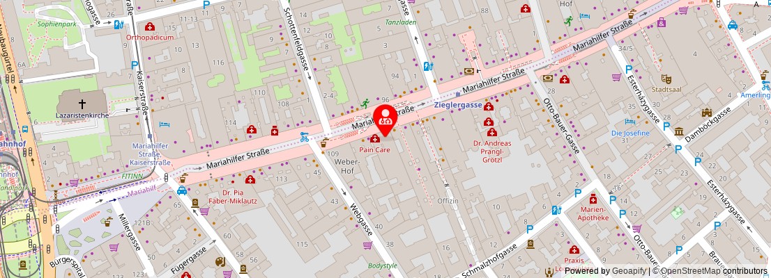 Street map section around the address