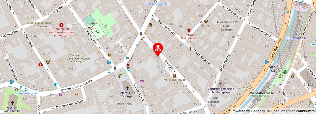 Street map section around the address
