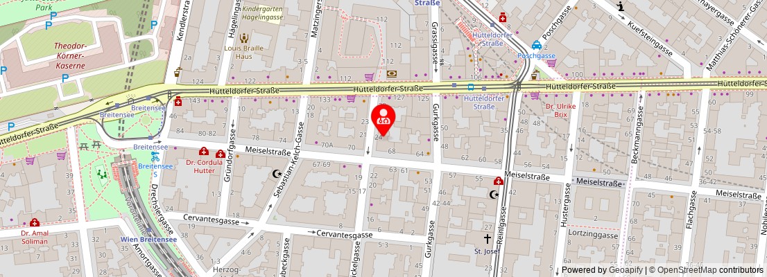 Street map section around the address