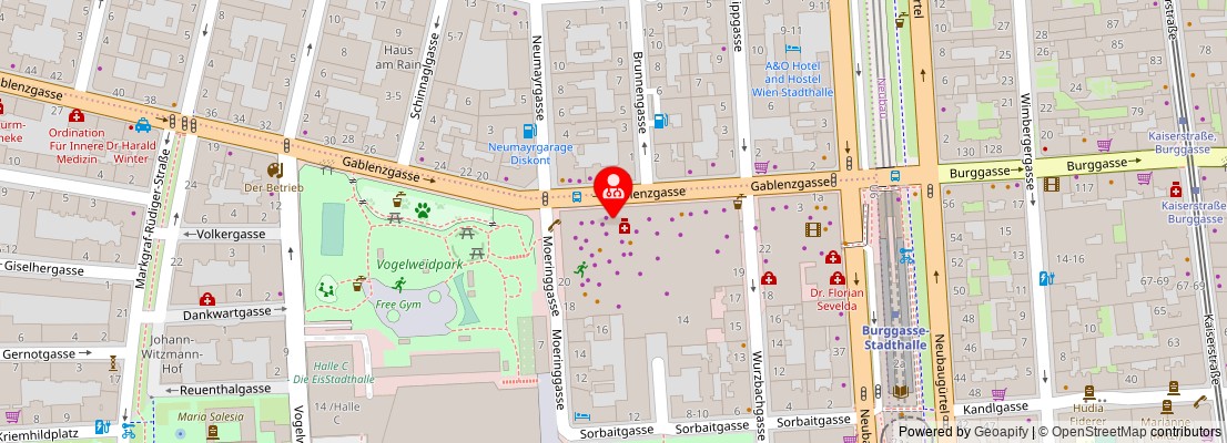 Street map section around the address
