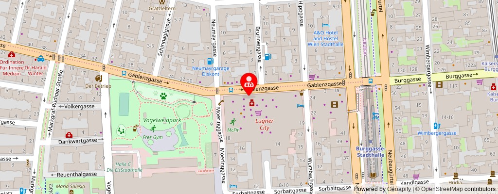 Street map section around the address