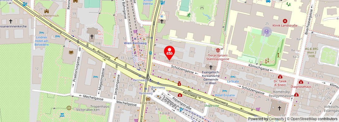 Street map section around the address