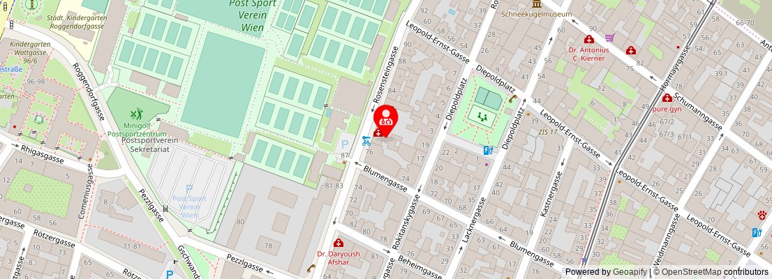 Street map section around the address