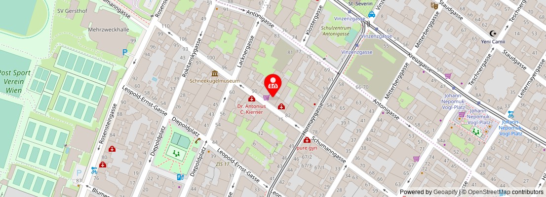 Street map section around the address