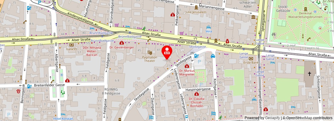 Street map section around the address