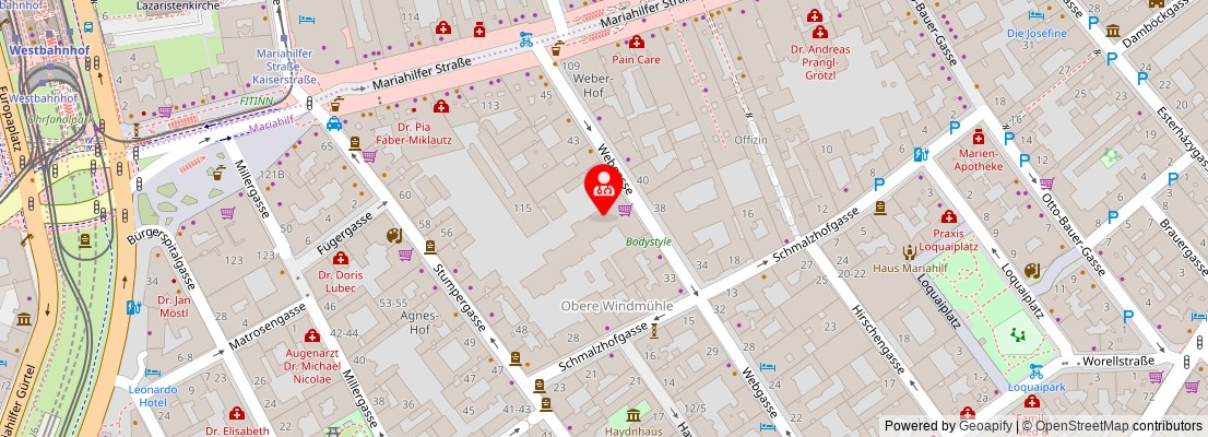 Street map section around the address