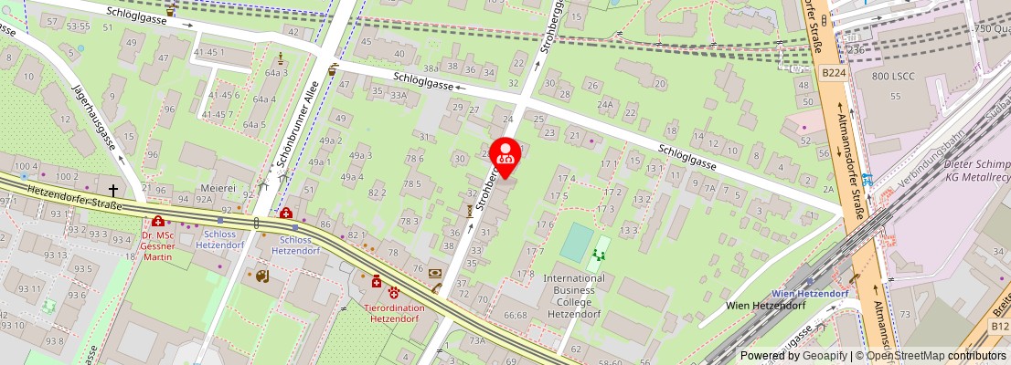 Street map section around the address