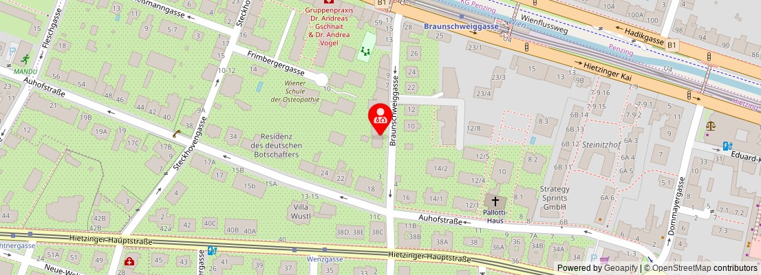 Street map section around the address