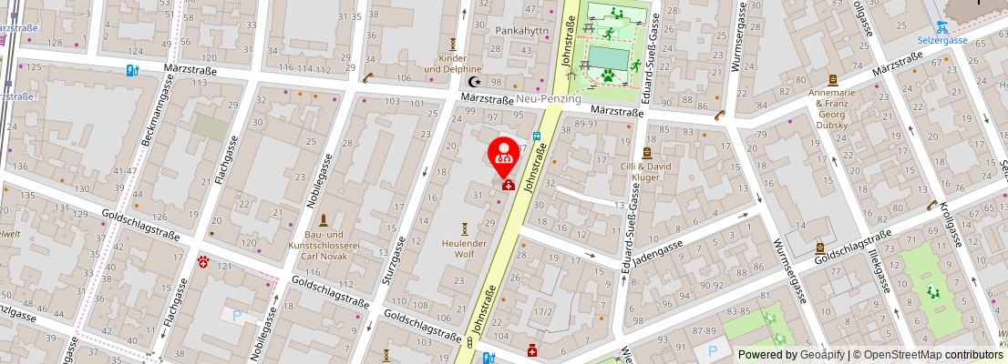 Street map section around the address