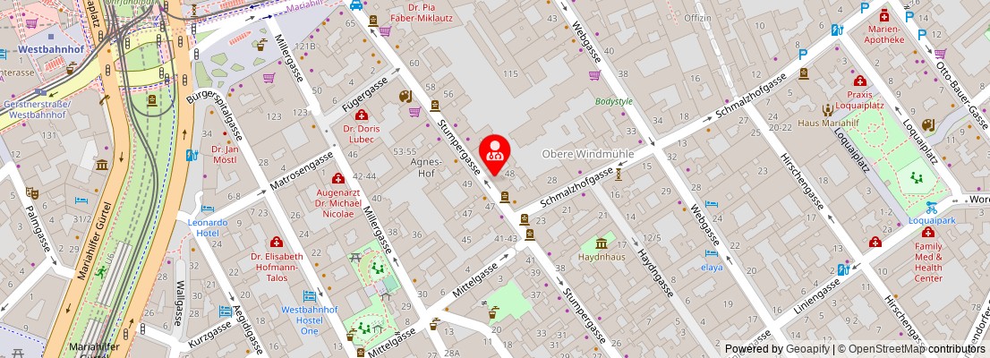 Street map section around the address