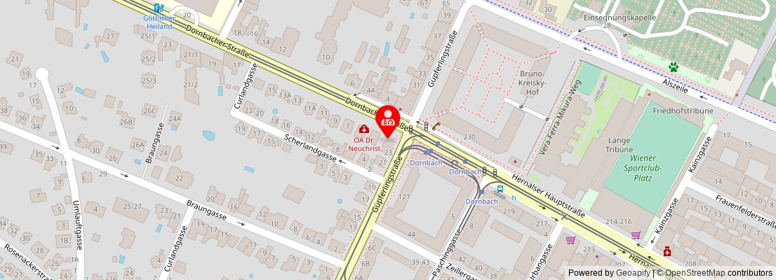 Street map section around the address