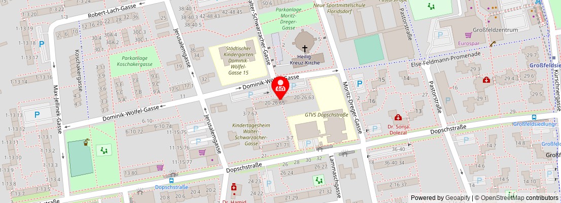 Street map section around the address