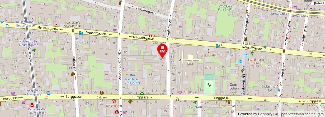 Street map section around the address