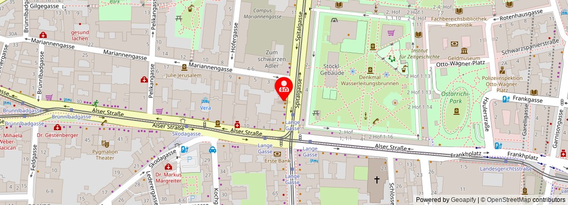 Street map section around the address