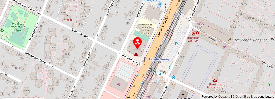 Street map section around the address