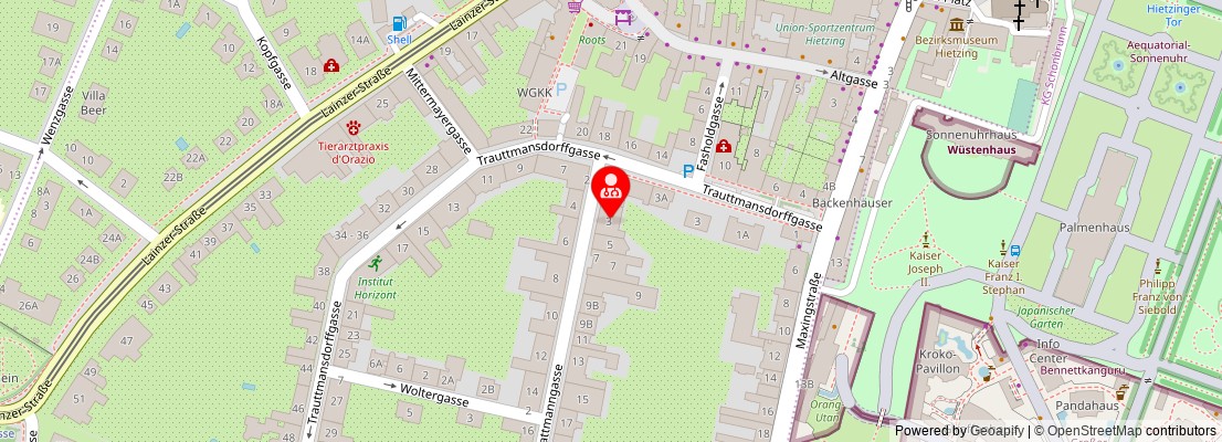 Street map section around the address