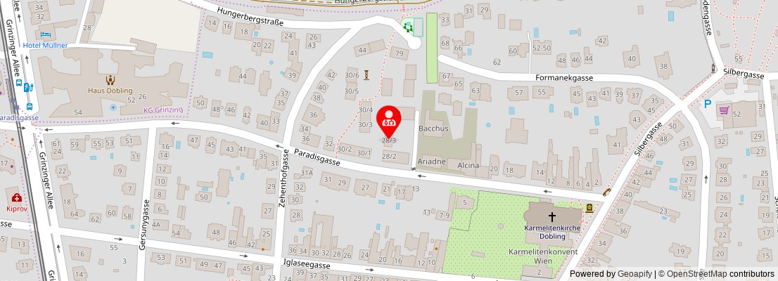 Street map section around the address