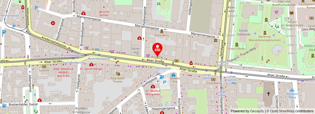 Street map section around the address