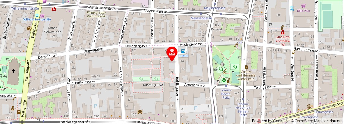 Street map section around the address