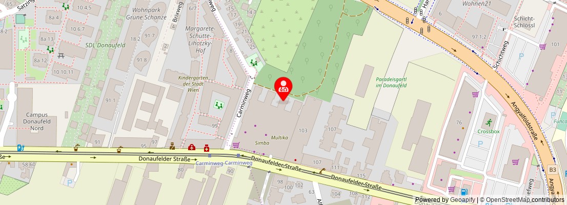 Street map section around the address